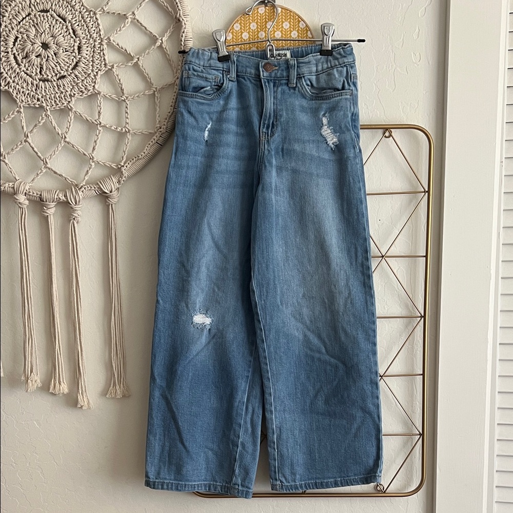 8/8A Girls OshKosh Wide Leg Distressed Jeans - Light Blue